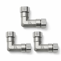 Batang Padat Baja Tahan Karat 304 3000PSI BSPP BSPT 1/2 Inci DN15 Union Elbow Double Female Thread Fitting Pipa Poles