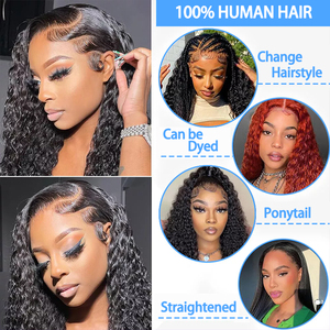 Perruques de cheveux humains indiens Remy Water Wave 13x4 13x6 complètes, perruque frontale en dentelle <span class=keywords><strong>suisse</strong></span> sans colle, pré-épilée, bouclée en vrac, perruque en dentelle HD - Product Image 4