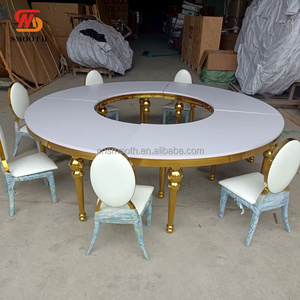 SMOOTH Wedding Furniture Stainless Steel Serpentine Children <strong>Table</strong> <strong>Gold</strong> Round Kids <strong>Table</strong> With White MDF Top - Product Image 2