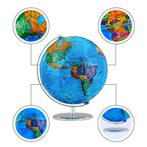 Grandi dimensioni blu regali amministrativi strumenti di istruzione 360 grado rotante Desktop terra metallo politico mondo del mondo - Product Image 1