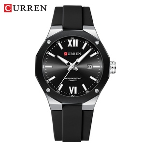 CURREN 8465 Nouvelle montre pour homme tendance, bracelet en silicone, lumière nocturne, étanche, date, simple, décontractée - Product Image 1