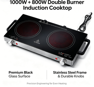 Cuisinière électrique portable élégante à double brûleur infrarouge 1800W avec commandes indépendantes pour une cuisson polyvalente en intérieur et en extérieur - Product Image 6