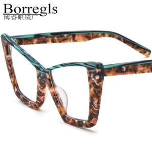 Borregls colorato acetato <span class=keywords><strong>occhiali</strong></span> da donna Design di marca 2025 grandi occhi di gatto <span class=keywords><strong>occhiali</strong></span> da vista per <span class=keywords><strong>occhiali</strong></span> da 19290 - Product Image 1