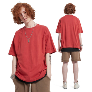 Taglie forti di <span class=keywords><strong>prima</strong></span> <span class=keywords><strong>classe</strong></span> cotone 100% di qualità oversize t-shirt da uomo tessuto a maglia 210g - Product Image 6