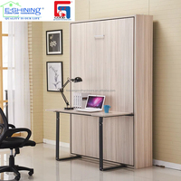 Cadre de lit escamotable mural moderne en acier, gain de place, avec mécanisme de commande électrique à distance, lit-bureau automatique pour hôtel