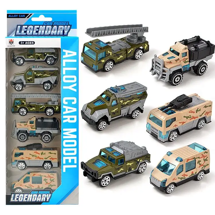 Kids Car Metal Military 1/64 Model Alloy Truck 6 Vehicles Diecast Toys