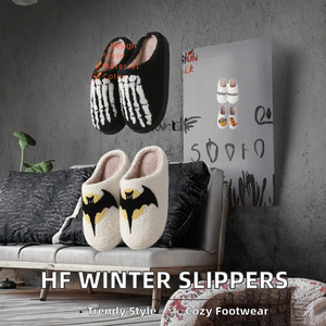 Chaussons <span class=keywords><strong>d</strong></span>'hiver doux et chauds en coton avec semelle extérieure en TPR antidérapante, respirants, design arc-en-ciel duveteux avec motifs yeux maléfiques, araignée, chauve-souris et polaire - Product Image 2