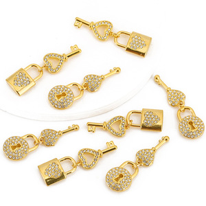 Pendentif en forme de cœur avec serrure à clé en acier inoxydable, plaqué or, pour la fabrication de colliers, accessoires de bijouterie WLL295 - Product Image 4