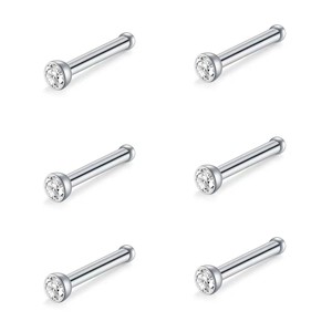 Clous de nez en acier inoxydable avec extrémité en boule de cristal blanc pour bijoux de piercing, taille 12mm, design géométrique XT003 - Product Image 5