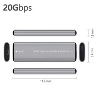 Boîtier en aluminium TN07 pour M.2 NVME/NGFF, boîtier de disque dur Type-C, boîtier USB 3.1 10 Gbps, boîtier SSD SATA pour ordinateur