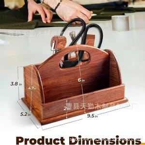 Caja de almacenamiento de herramientas de costura de madera hecha a medida, organizador de herramientas portátil y compartimentado, caja de control remoto de madera maciza. - Product Image 4