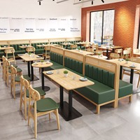 Meubles de restaurant modernes en bois massif, banquette murale à dossier haut, table et chaise au design minimaliste