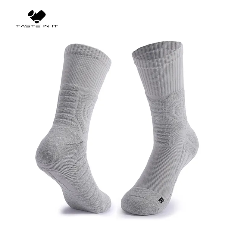 Pure cotton basketball gym socks with logo recycled white sport printing custom logo socks