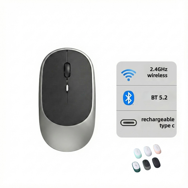 USB for Bluetooth5.2 Wireless Dual-Mode Mouse High-Value BT for Office Use LED Universal Design for Computer Tablet Macbook