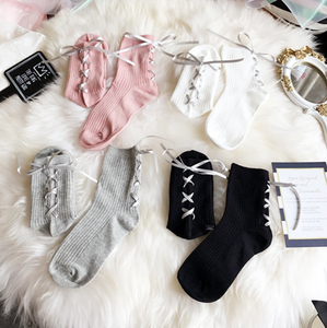 <span class=keywords><strong>Chaussettes</strong></span> en <span class=keywords><strong>coton</strong></span> pour filles, pour étudiantes, avec bandes croisées japonaises, avec nœud Vertical, à cravate - Product Image 4