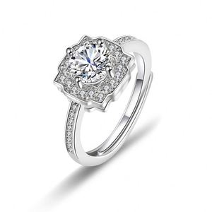 Bague de mariage ouverte ajustable en acier inoxydable avec zircon, bijoux de fiançailles pour mariée, bague en diamant Moissanite - Product Image 3