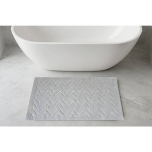 Tapis de bain et de douche Casper beige 60*100cm en coton recyclé teint en fil jacquard, tapis turcs sur mesure, fabriqués en Turquie - Product Image 1