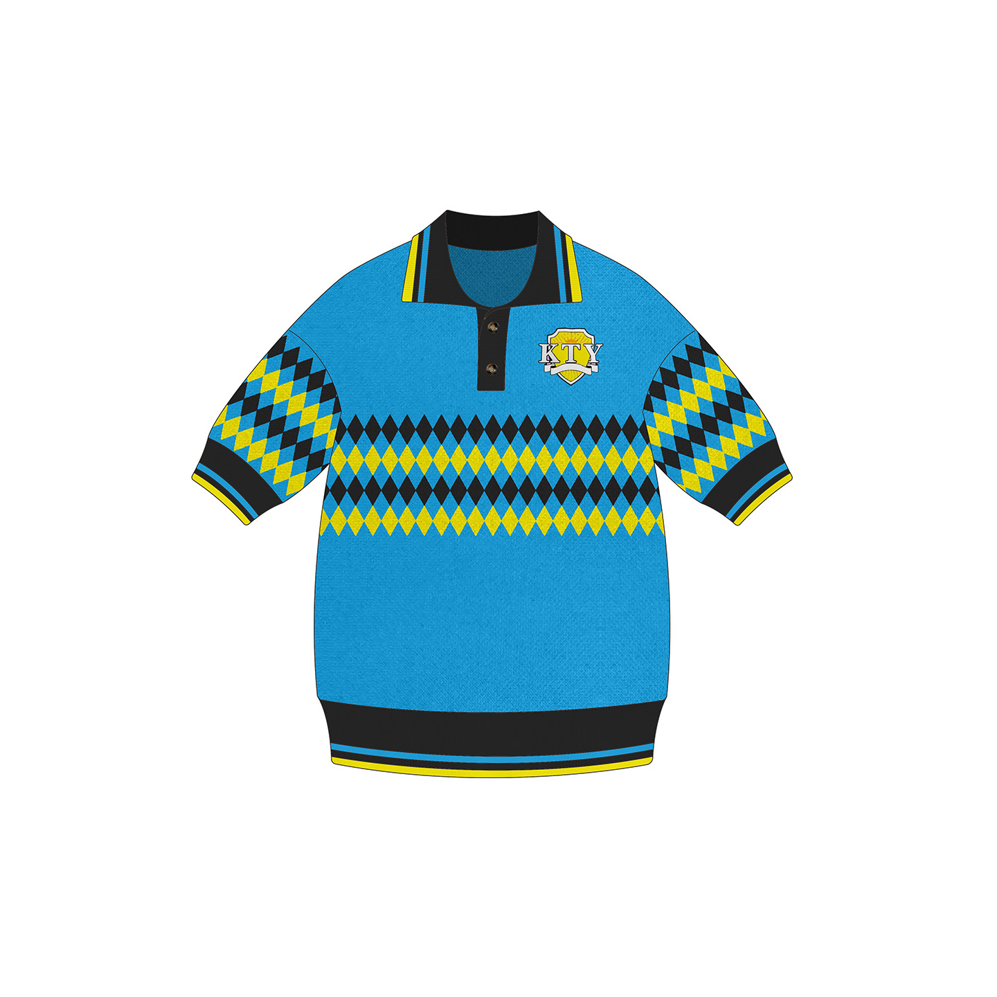 Custom LOGO Sweater Men Short Sleeve Casual Knitwear Sweater Vintage Football Polo Jacquard Knitted Top Clothing
