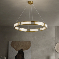 Lustre moderne en laiton et marbre, suspension LED en albâtre, lampe suspendue minimaliste pour salon, salle à manger, îlot de cuisine, hôtel