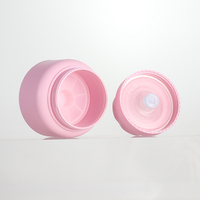 Pot cosmétique vide rechargeable sous vide en plastique PP sans BPA, rose mat, avec pompe sans air, pour crèmes hydratantes pour le visage