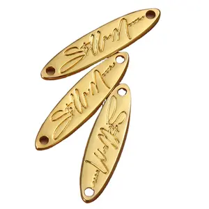 个性化定制标志印花金属标签服装标志品牌标签金属椭圆形金属标签