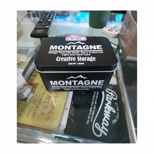 Scatola di immagazzinaggio rettangolare in latta con coperchio soluzione decorativa - Product Image 1