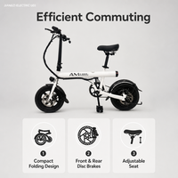 Vélo électrique pliable portable AM E-BIKE blanc compact mini pour la ville, léger, avec moteur à moyeu arrière et frein à disque