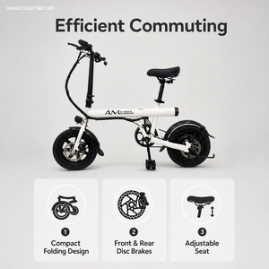 จักรยานไฟฟ้าพับได้แบบพกพา AM E-BIKE สี<span class=keywords><strong>ขาว</strong></span> ขนาดกะทัดรัด เหมาะสำหรับการเดินทางในเมือง น้ำหนักเบา มอเตอร์ดุมล้อหลัง เบรกดิสก์ - Product Image 4