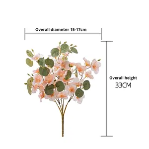 Bouquet de fleurs artificielles en fausse soie, fleurs de pommier, orchidées, eucalyptus, pour la décoration de table de mariage, de bureau - Product Image 4