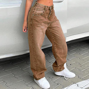 Groothandel Hoge Taille Y 2K Hoge Taille Denim Cargo Broek Custom Losse Pasvorm Baggy <span class=keywords><strong>Jeans</strong></span> Rechte Broek Voor Dames <span class=keywords><strong>Jeans</strong></span> - Product Image 1