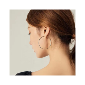 ต่างหูเงิน S925 40มม. ต่างหูห่วงขนาดใหญ่แบบกลวงเครื่องประดับแฟชั่นสำหรับผู้หญิง - Product Image 1