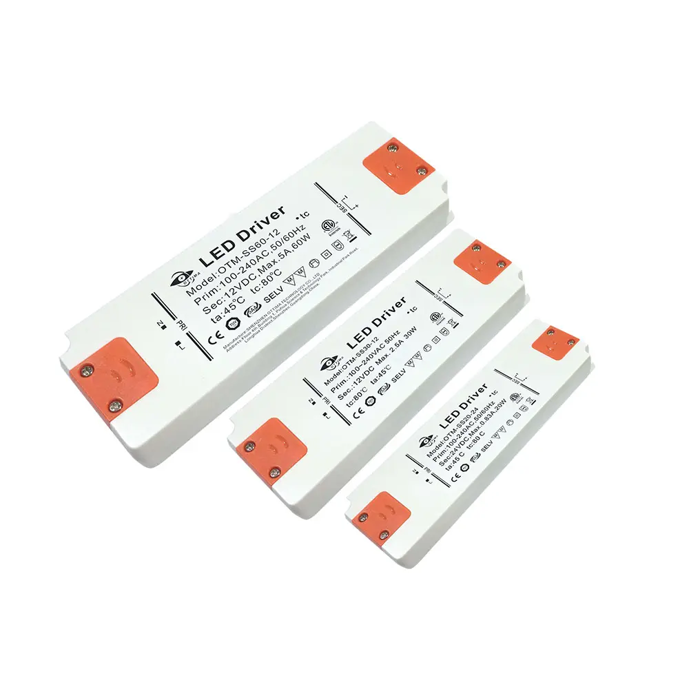 Constant Voltage 36W 48W 60W 75W 100-240V AC 12V 24V DC IP20 Dual Channel Single Output Thin Led Power Supply Transformer Driver