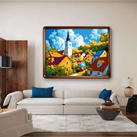 Peinture murale rectangulaire sur toile, paysage américain personnalisé HJ, peinture acrylique à l'eau par numéros, faite à la main, durable, écologique, cadre inclus