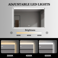 Miroir de salle de bain rétroéclairé par LED, mural, à commande tactile, anti-buée, miroir de vanité intelligent pour hôtel, maison, décoration de salle de bain