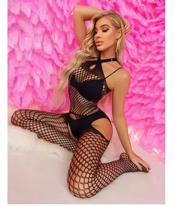 Moda siyah seksi tam kayma seksi perspektif iç çamaşırı bayanlar pijama yaz intimates Fishnet Stocking tam fişler kadın