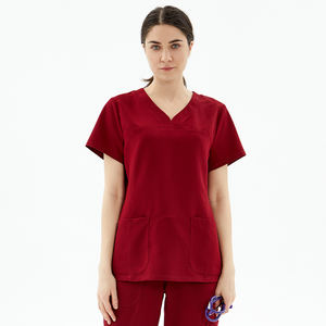 Conjuntos de Uniformes Médicos de Manga Corta para Mujer, Tallas Grandes, Ecológicos, de Tela Tejida de Spandex/Poliéster, Absorbentes, para Hospital - Product Image 2