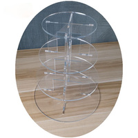 Comptoir d'affichage de gâteau de table rond transparent pour fête d'anniversaire de mariage, support en acrylique à 5 niveaux pour cupcakes froids de luxe à la mode.