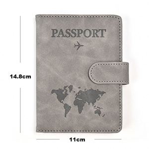 Étui de passeport en cuir PU personnalisé avec logo, portefeuille de voyage avec boucle magnétique, protection RFID, porte-passeport à bouton - Product Image 3