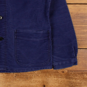 Vintage French Work Wear Jacket Men's Blue <strong>Moleskin</strong> Chore - Product Image 4