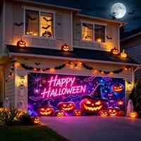Drapeau de garage Halloween de style nouveau transfrontalier, décoration d'ambiance de fête, accessoire photo, sur mesure, grande taille, rectangulaire, en polyester