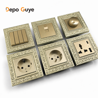 Interruptor de Pared Decorativo Retro de Aleación de Zinc de Lujo Depoguye, 4 Tomas de Corriente, Puertos USB C, Estándar Europeo para Proyectos de Hoteles/Villas