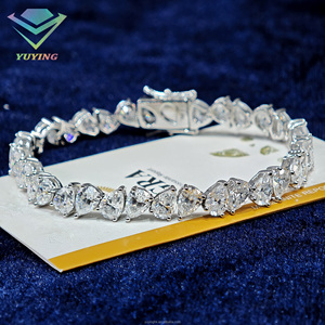 สร้อยข้อมือเทนนิสทรงลูกแพร์ประดับเพชรโมอิสซาไนต์ VVS แบบฝังกลับหัว ได้รับการรับรองจาก GRA เงินแท้ 925 ชุบทอง 18K แฟชั่นฮิปฮอป - Product Image 1