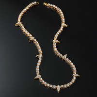 LUOYUNE Collier Tennis Unisexe HipHop en Alliage de Cuivre Plaqué Or 18K, Chaîne à Maillons, Design Goutte d'Huile Lumineuse, Zircon Cubique, Épines Pointues