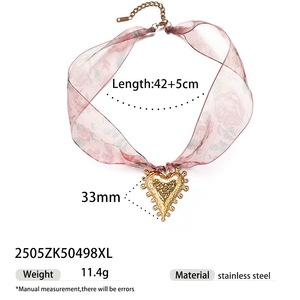 Collar de Acero Inoxidable al por Mayor para Mujer, Diseño de Pañuelo Colorido, Colgante de Concha y Corazón, Estilo <span class=keywords><strong>Instagram</strong></span> - Product Image 5