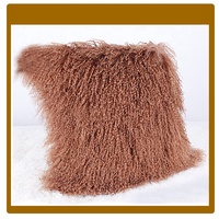 Coussins en fourrure de mouton mongole, housses tibétaines en peau de mouton