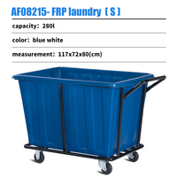 Chariot de blanchisserie en plastique LLDPE et acier de 280 L, résistant aux produits chimiques, durable, de haute qualité, avec roues, bleu, vente en gros