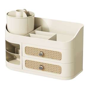 Cosmetic Storage Box With Drawers And Compartments For Makeup Organizer Desktop Use Black - Product Image 5
