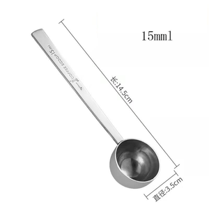 Juego de 2 cucharas medidoras de café de primera calidad - <span class=keywords><strong>1</strong></span> <span class=keywords><strong>cucharada</strong></span> (15 ml) y 2 cucharadas (30 ml) - Cucharas medidoras de café de acero inoxidable - Product Image 3