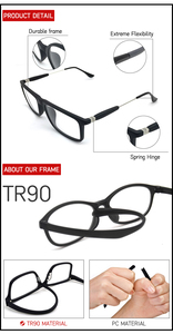 Kính mắt gọng nhựa PC Clip-On 5 trong 1 Tr90, kiểu dáng thời trang và thoải mái khi đeo. - Product Image 3