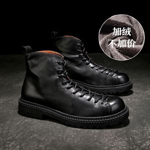 Bottes en cuir de vachette 2026 pour hommes – Cuir véritable, antidérapantes, résistantes à l'usure, style rétro et décontracté, doublées polaire et chaudes, bottes de travail tendance - Product Image 2